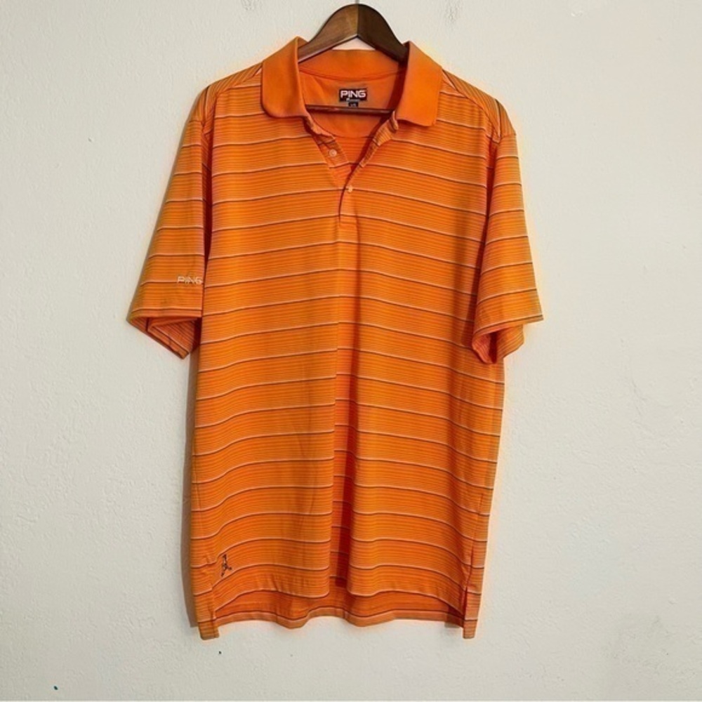 PING Performance Golf Polo T-Shirt Men Size Large Color Orange/Black - Picture 1 of 10